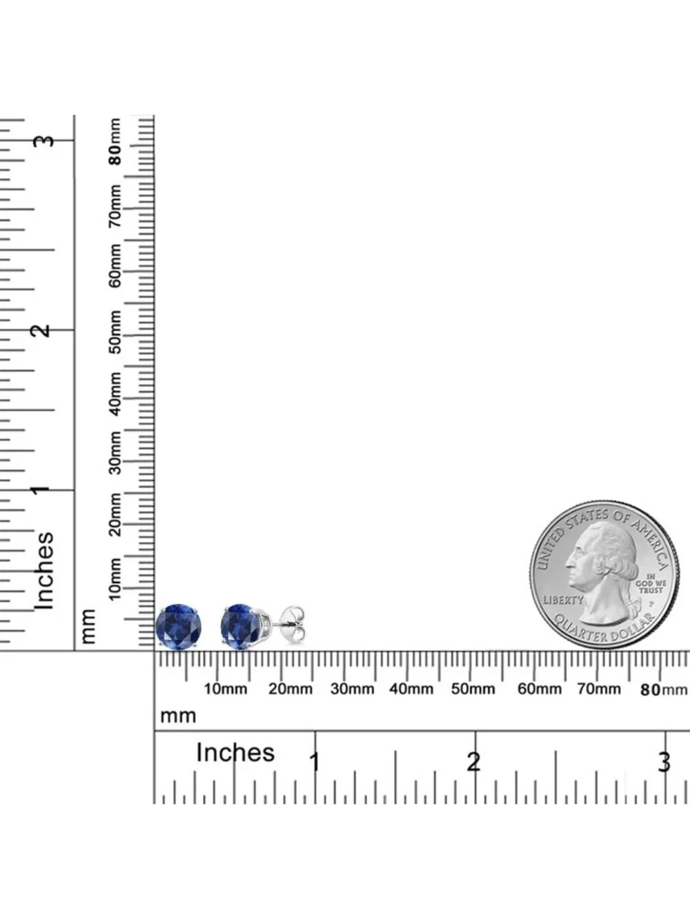 Womens Blue Sapphire 925 Sterling Silver Round Gemstone Birthstone Stud Earrings